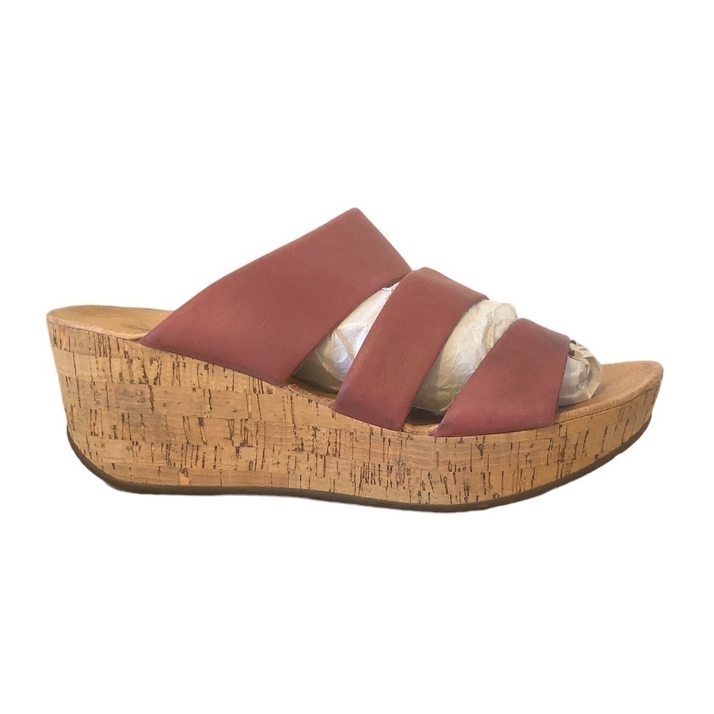 CHOCOLAT BLU Morgan Wedge Sandals Women's Size 7.5 Triple Band Leather Platform